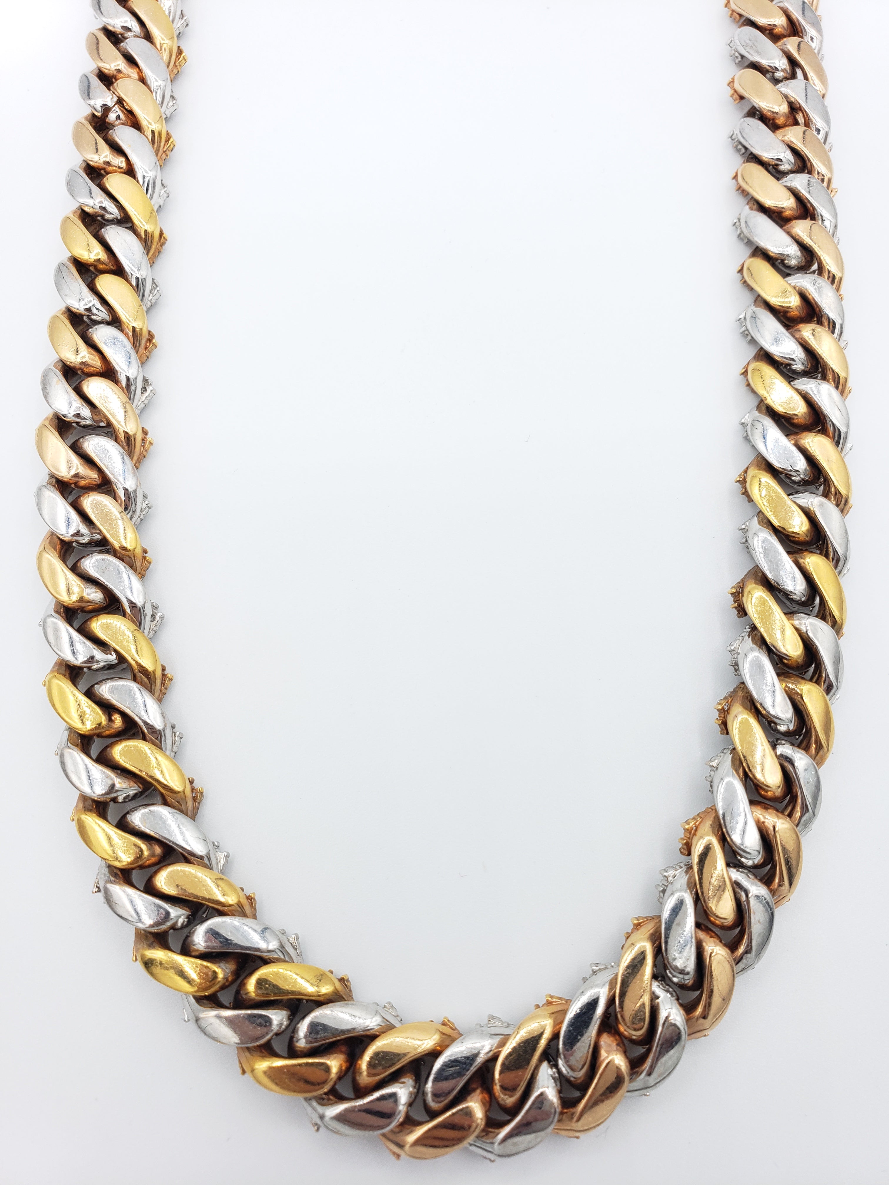 14K Gold- Diamond Miami Cuban Chain Tri-Color (264 Grams)