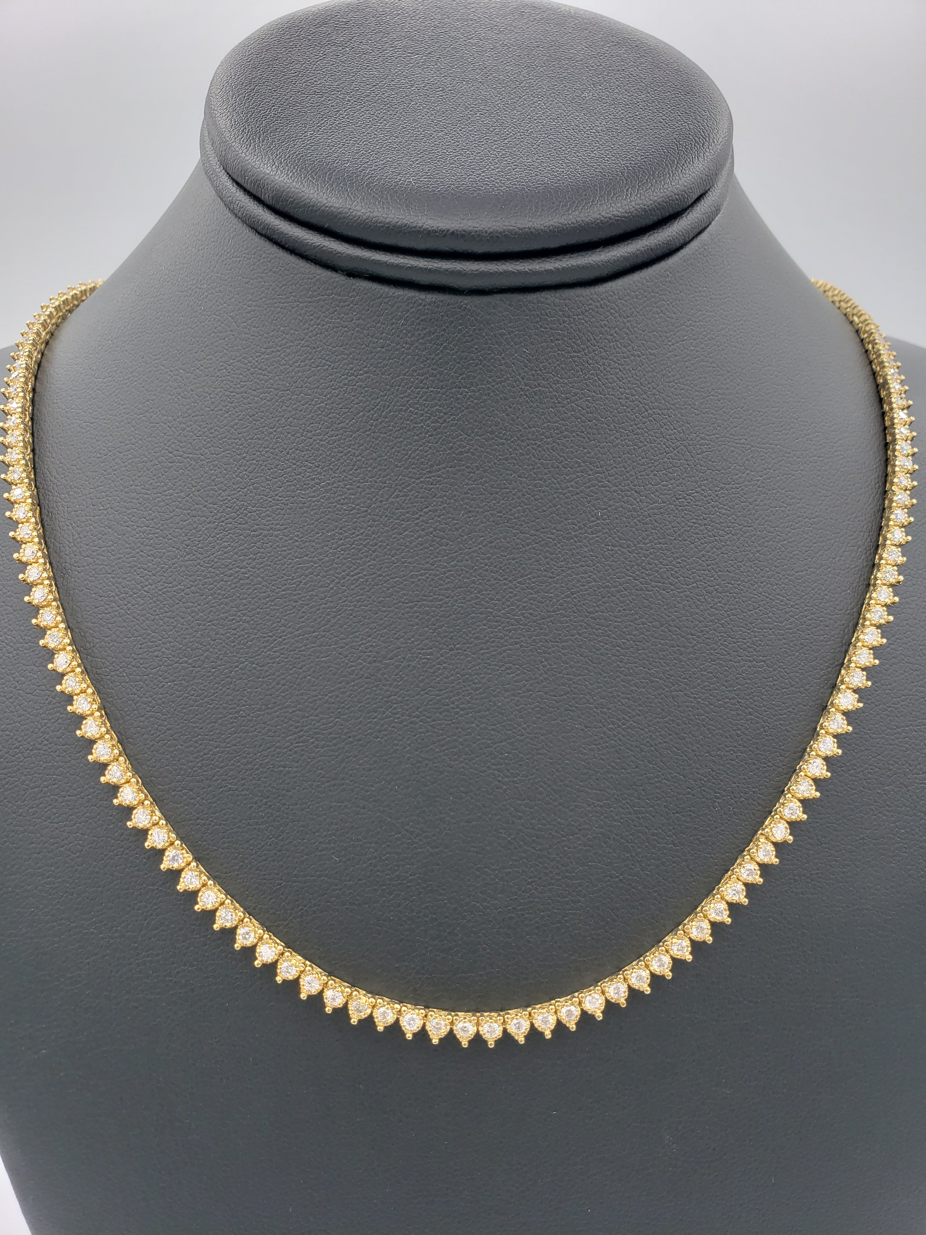 14K Gold- Diamond Pointer Tennis Chain 40.3 Grams