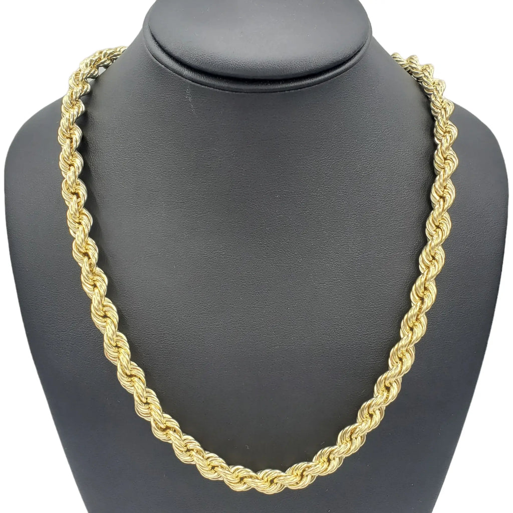 14K Gold Rope Chain Italian Necklace (Hollow) | Cadena de Oro